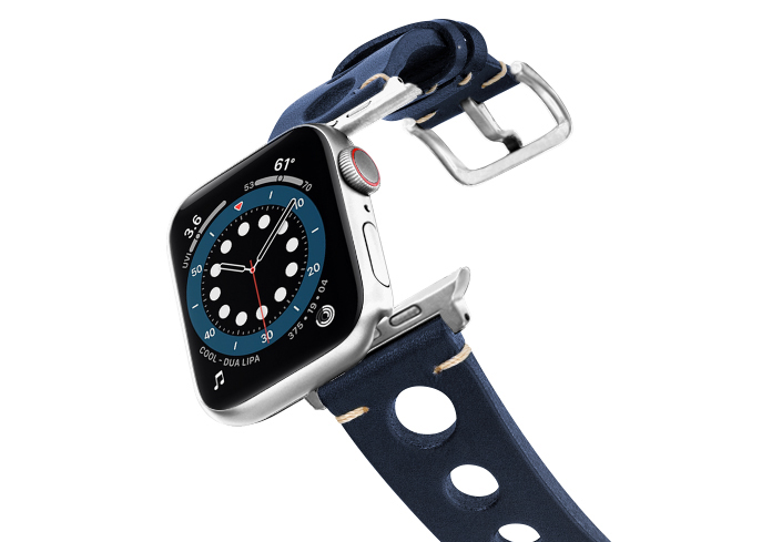 Blue-AW-urban-leather-band-on-air-stainless-steel-adapters