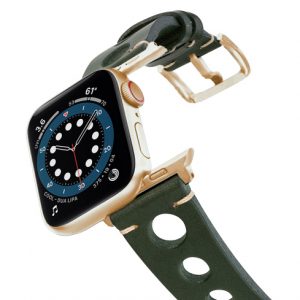 Green-AW-urban-leather-band-on-air-alluminium-gold-adapters
