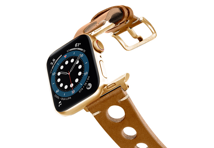 Light-Brown-AW-urban-leather-band-on-air-stainless-gold-adapters