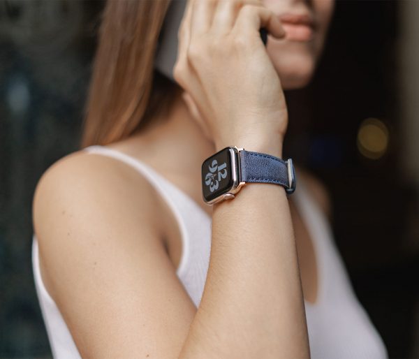 Recycled-Blue-cotton-apple-watch-band-for-her-summer-mood