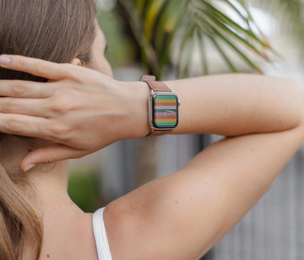 Recycled-Toffee-cotton-apple-watch-band-for-her-closeup-rainbow-style
