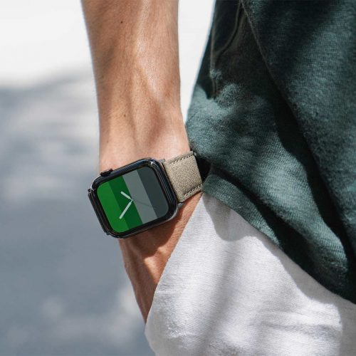 Recycled-green-cotton-apple-watch-band-for-him-closeup