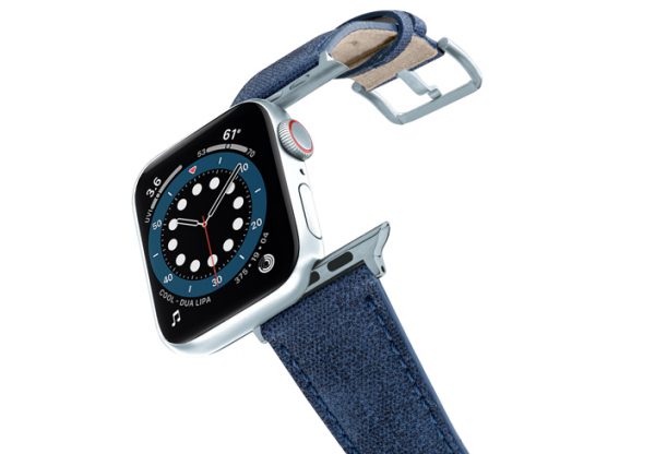 RECYCLED-blue-COTTON-apple-watch-band-aluminium-SILVER-flying-mode